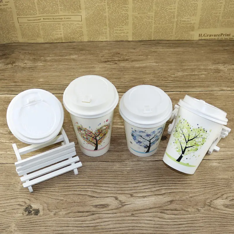50 шт одноразовая кофейная чашка плотная бумажная мультфильм Любовь Дерево