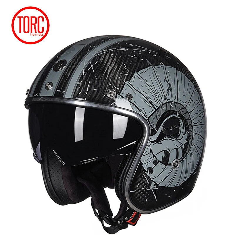thumbnail image 1 of Casco de fibra de carbono 3/4 TORC Casco de motocicleta ligero V587 Casco abierto Casco de moto Casco de motocross, 1 of 5