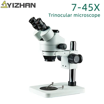 

YIZHAN 7x 45X Trinocular Stereo Repair Microscope Phone PCB Soldering Repair Lab Industrial Simul-focal Microscope binocular
