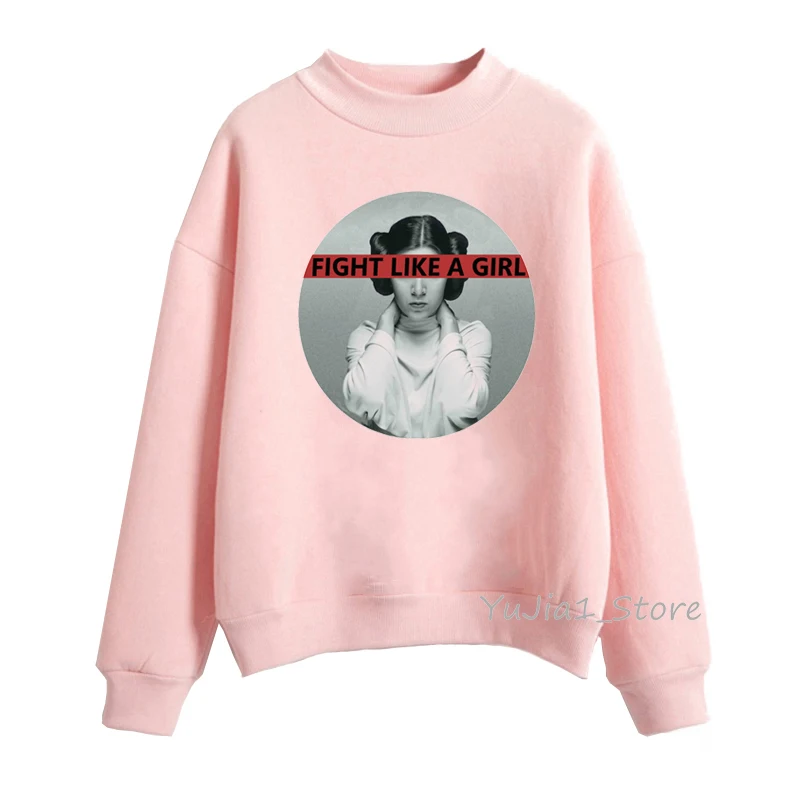 

Star wars princess print fight like a girl funny hoodie woman pink pullover streetwear winter hoody ladies sweatshirt oversized