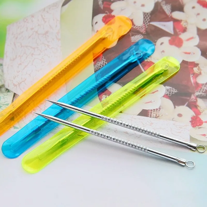 2 шт. из нержавеющей стали с белой головкой клипсы для акне удаления прыщей иглы