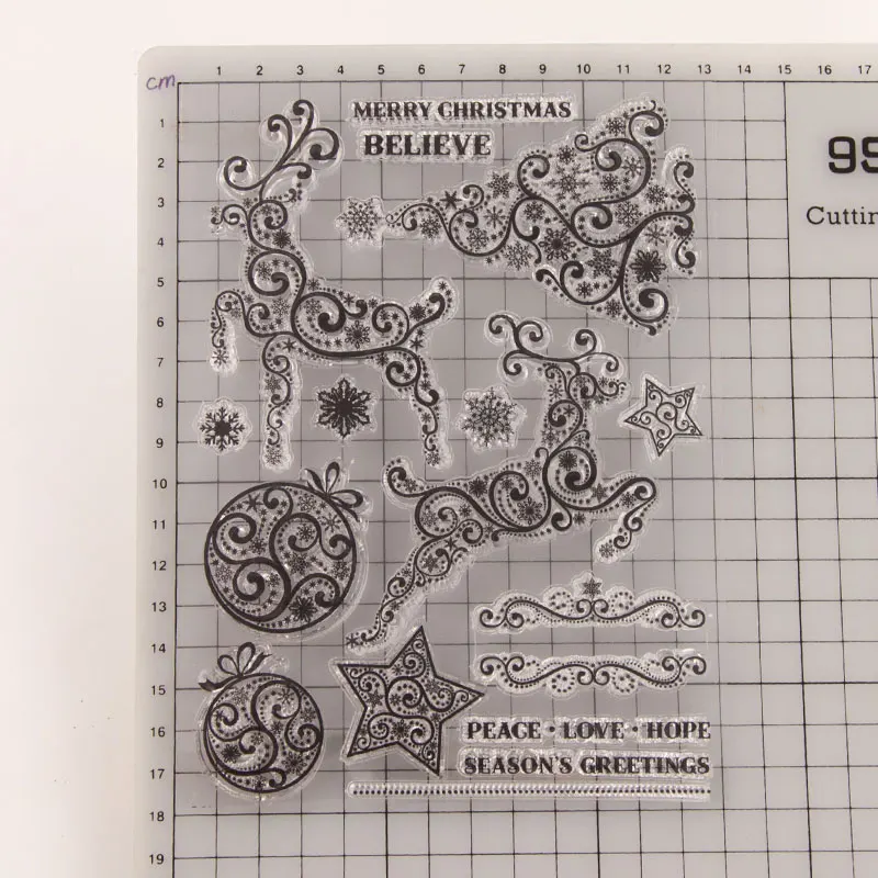 Christmas Stamps Santa Claus Snowflake Snowman Stamps Flower Clear stamp Butterfly Craft stamp for DIY scrapbooking paper card - Цвет: clear stamp deer