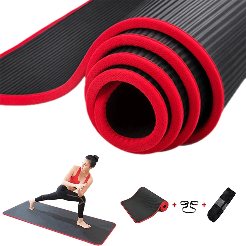 Jusenda esterilla Yoga de 10MM, 183x61cm, para Fitness, gimnasio, deportes, almohadillas de Pilates, cubierta de bordes, resistente al desgarro, con bolsa y correa|yoga 10mm|yoga matnon-slip yoga mat -