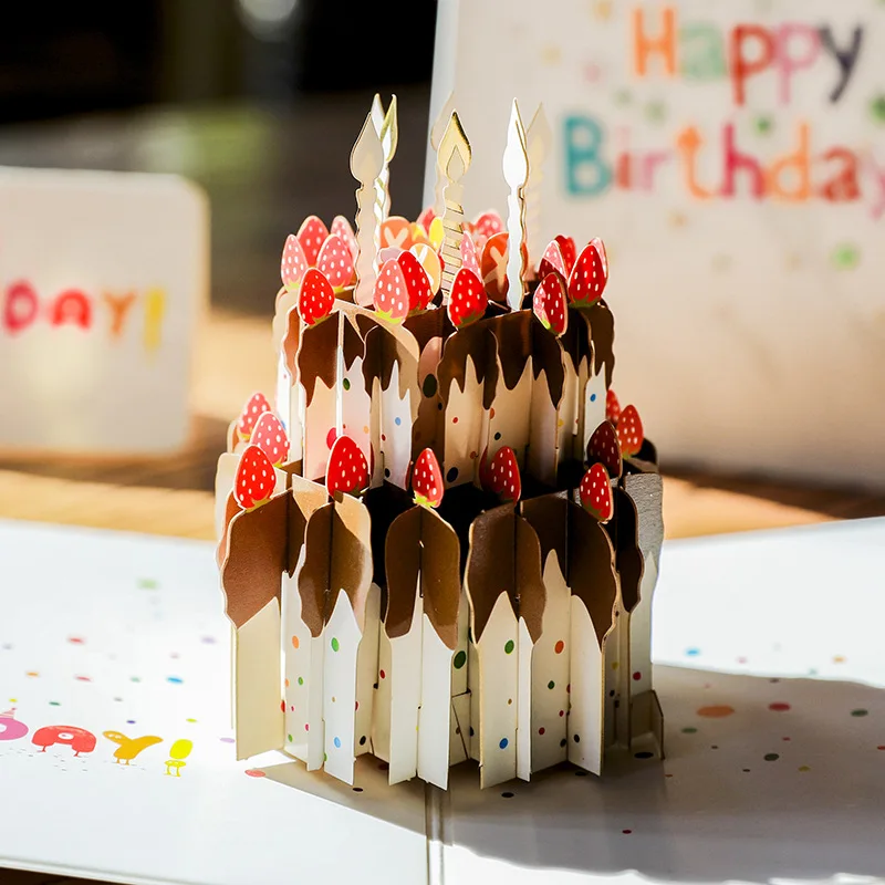  3D Pop Up Dream Cake Greeting Card Christmas Birthday New Year Invitation - 4000272312803