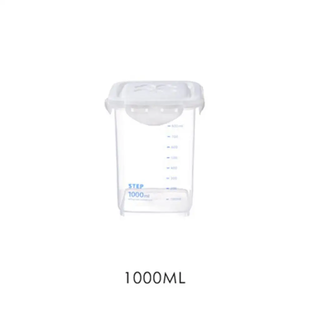 1000ML 240/650/100 / 1800ML Transparent Kitchen Sealed Jar Seasoning Coffee Tea Split Bottle With Scale Household Grain Storage Tank - Цвет: 1000ML