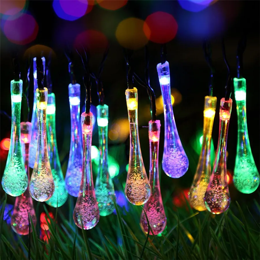 5M LED Christmas String Lights 20pcs Waterdrop Fairy String Garland For Wedding Christmas Party Festival Outdoor Lighting F