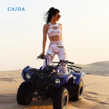 

CAIDA 1 Set Female Yoga Sets Hollow-carved Design Color Printing Style Quick Dry Yoga Sets Workout Gym Wear Running Clothing