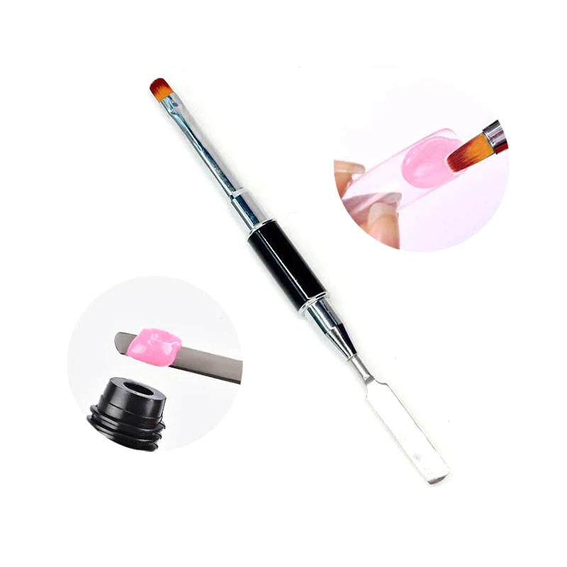 

MIZHSE 2 in 1 UV Poly Gel Nail Brush Dual-ended Slice Shape Acrylic Brush For Nail Tips Extension Gel Tips Building Nail Art