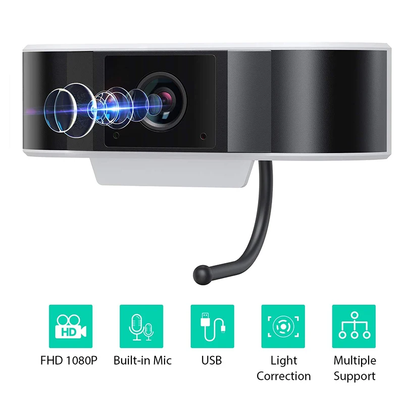

1080p HD Webcam with Microphone USB Camera Computer Streaming web camera for PC Desktop & Mic Video Calling conferencing