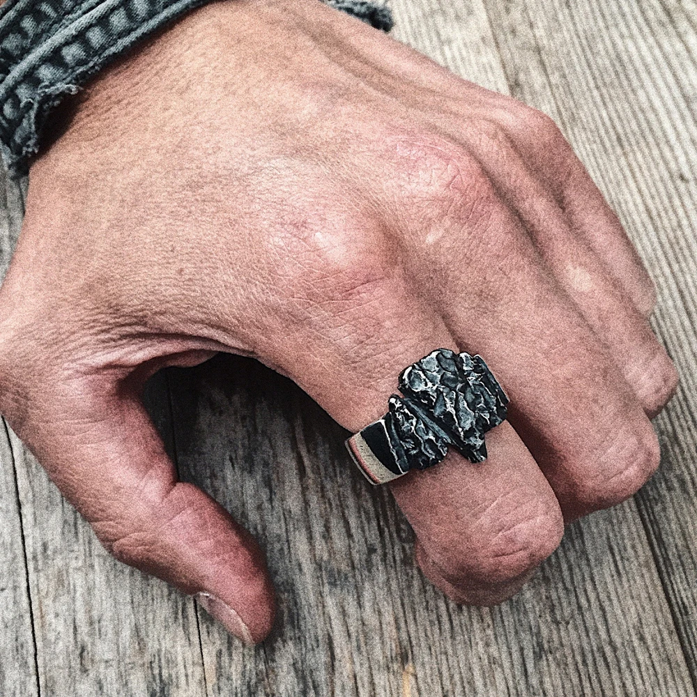 EYHIMD Винтаж камень копье стрелка нержавеющая сталь кольцо Уникальный Викинг Мужская мода байкер кольца простые ювелирные изделия