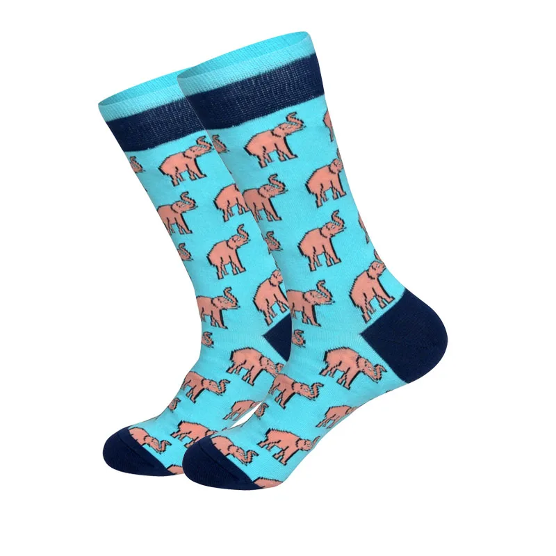 Downstairs Quality Mens Happy Socks 27Colors Streetwear Hip Hop Young Man Fashion Combed Cotton Calcetines Largos Hombre - Цвет: Elephant