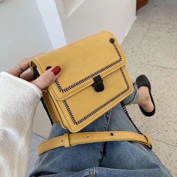 

Vintage Yellow Color PU Female Bag 2020 Shoulder Messenger Bag Ladies Chain Fashion Casual Small Travel Mini Bag Handbag Wallet