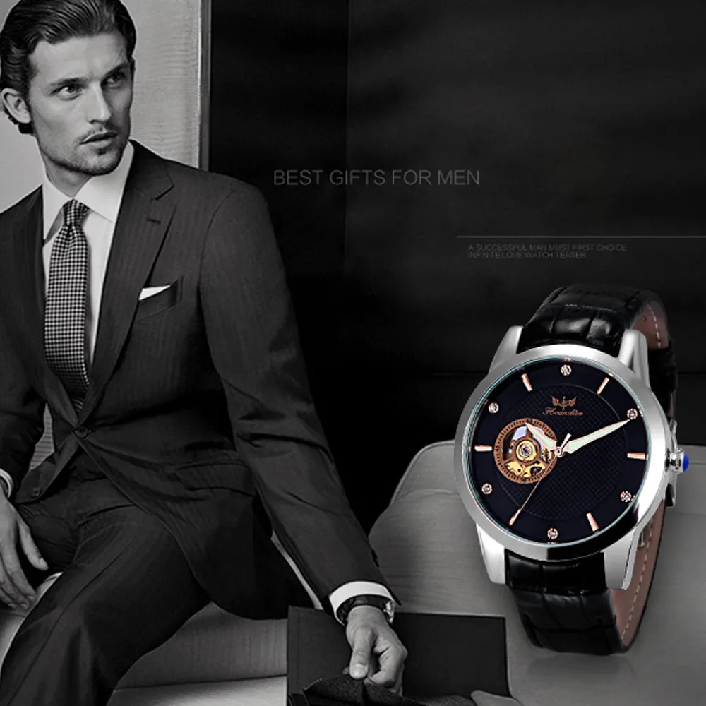 

Men's Fashion Leather Band Mechanical Watch Wrist Watch