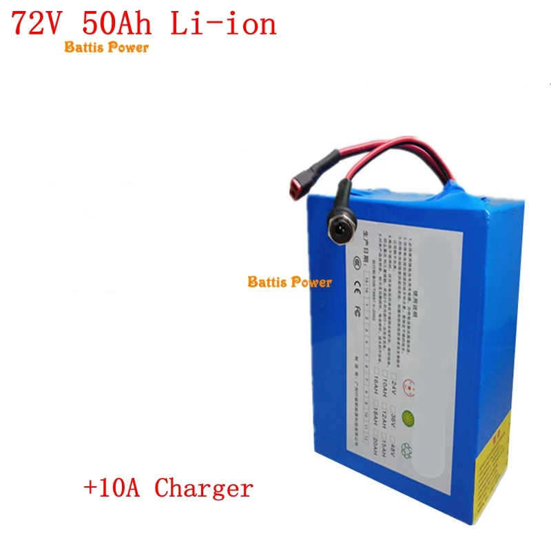 Мощность 72V 50Ah литий-ионным аккумулятором с bms 20S для 3500w мотоцикл велосипед Скутер, фара для электровелосипеда в гольф-кары+ 84V 10A зарядное устройство