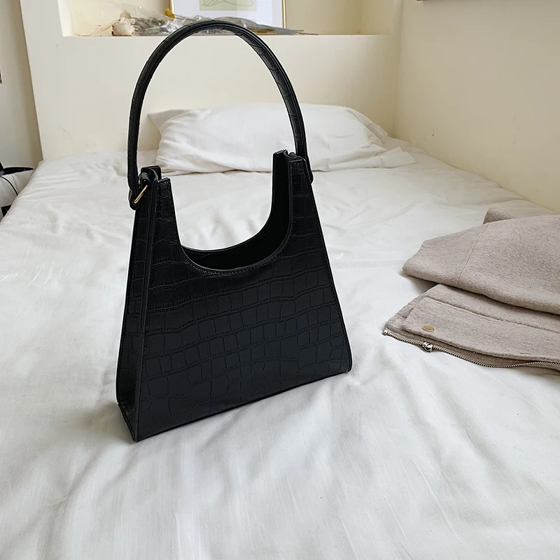 European Fashion Female Tote bag New High Quality PU Leather Women's Designer Handbag Crocodile pattern Travel Shoulder bag - Цвет: Черный