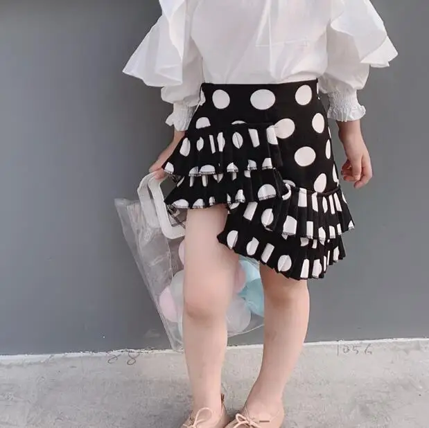 

2019 new wholesale girls dots ruffles skirt cotton fashion girls skirt 3-8t C146