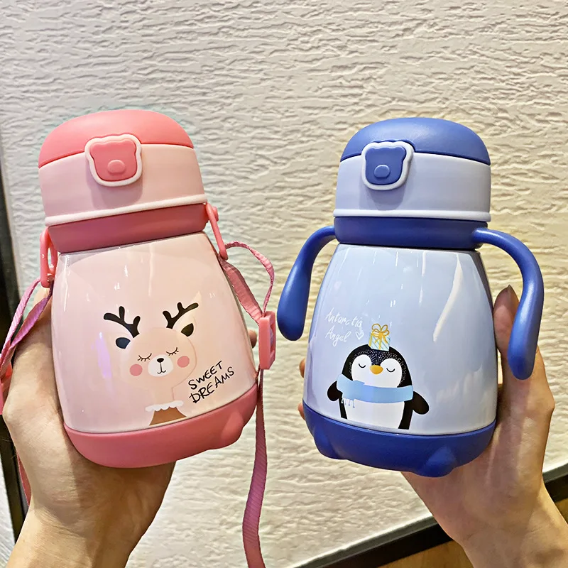 

2019 Cartoon Animal Handles Stainless Steel Thermal Cup for Children Baby Drinking Pot Lovely Portable Water Cup
