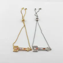 10 шт. романтическая микро проложить Радуга CZ Кристалл Подвеска с наконечником стрелы браслет для женщин модные ювелирные изделия подарок BG331