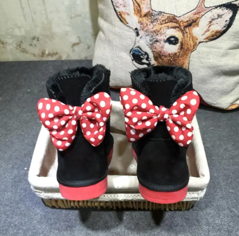 Обувь для мальчиков и девочек в австралийском стиле; детские зимние ботинки с камуфляжным бантом; детские зимние кожаные ботинки; брендовые EU21-34 - Цвет: color 3