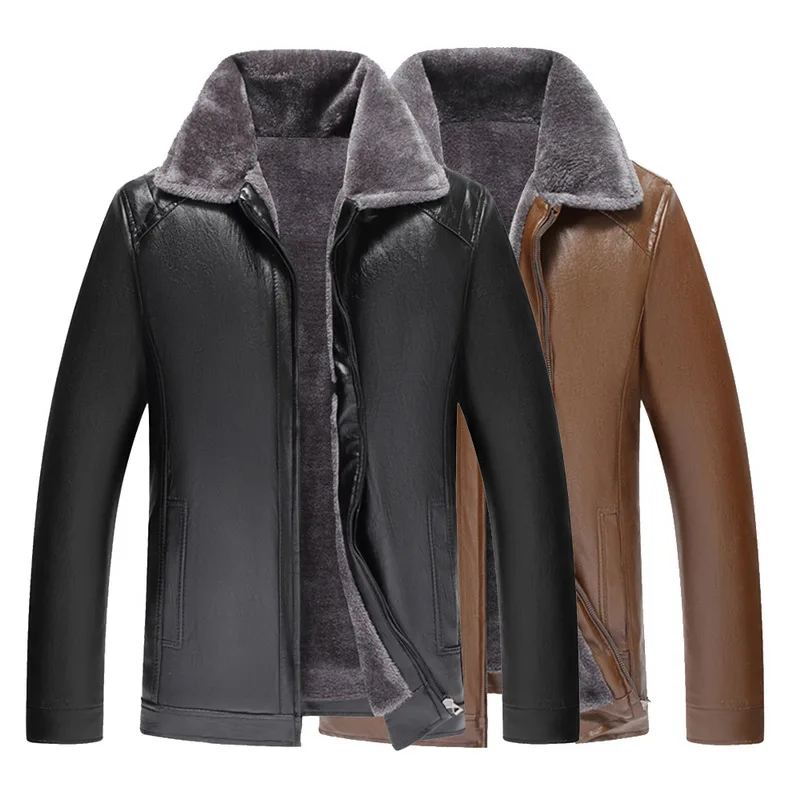 Зимняя теплая куртка с меховым воротником, мужская кожаная куртка, Брендовые мужские Куртки из искусственной кожи, пальто, Jaqueta Couro, мужская зимняя куртка