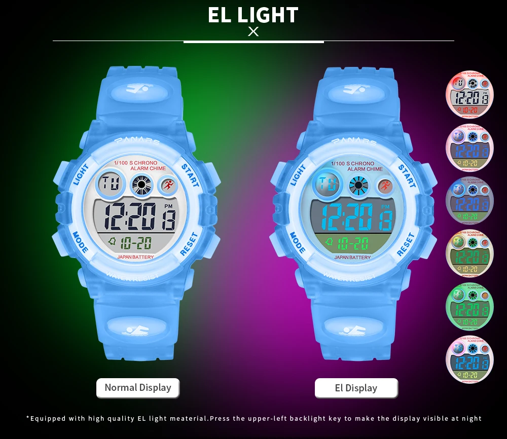 PANARS детские часы для подарки для мальчиков и девочек водостойкие спортивные часы Дети часы светодиод цифровой пластиковые электронные