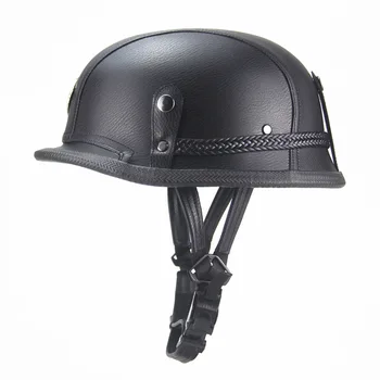 

Electric car helmet cruising retro helmet pedal locomotive crown helmet Hand Leather Hat half helmet