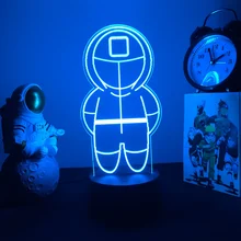 Lampe LED 3D à capteur tactile, série TV, jeu de calmar, veilleuse pour chambre à coucher, décoration mignonne, cadeau d'anniversaire, lampe colorée, cadeau pour enfant