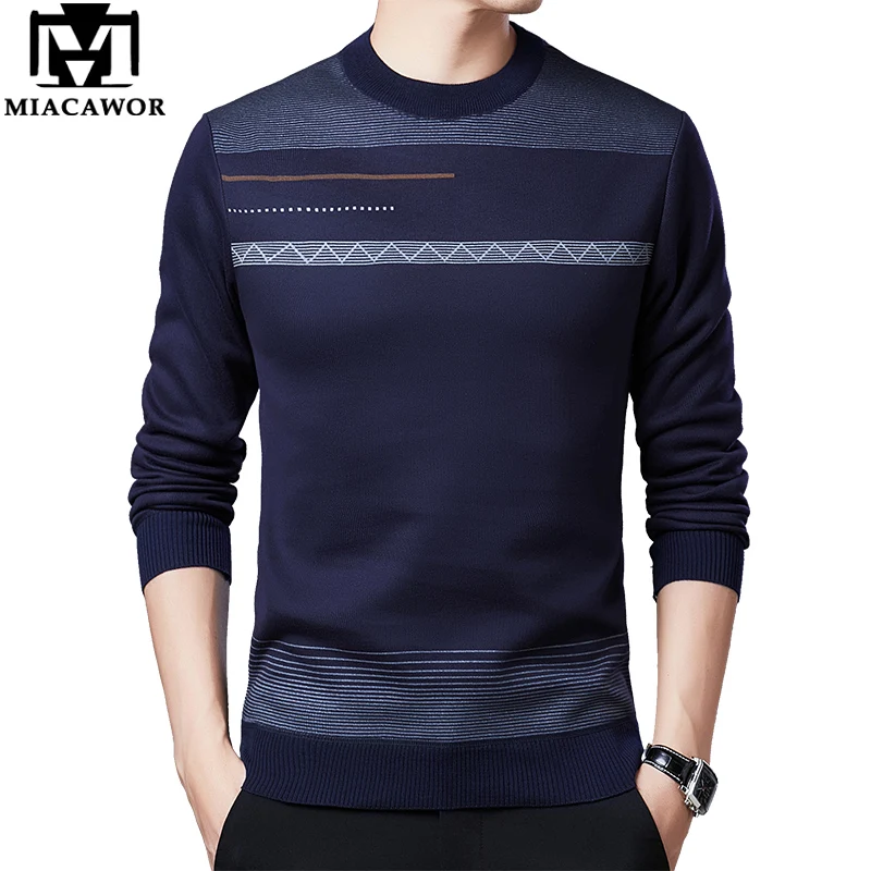 

MIACAWOR Winter Sweater Men Fleece Warm Pullover Men Slim Fit Jumper Sweater O-Neck Knitted Pull Homme Men Clothing Y225