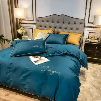 

3/4pcs Printed Solid bedding sets Home Bedding Set Luxury Lovely Pattern embroidered quilt cover student dormitory bed sheet