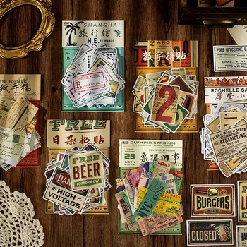 

60 Pcs/set Vintage Journal Stickers Retro Bill Alphabet Label Pattern Stickers Scrapbooking Diary Journla Decoration
