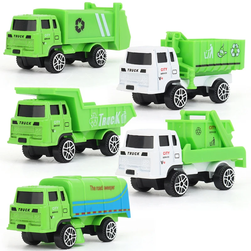 

5pcs/set Kid Car Model 1:64 Scale Simulation City Sanitation Vehicle Alloy Diecast Rubbish Truck Toy Gift For Children Boy F2026
