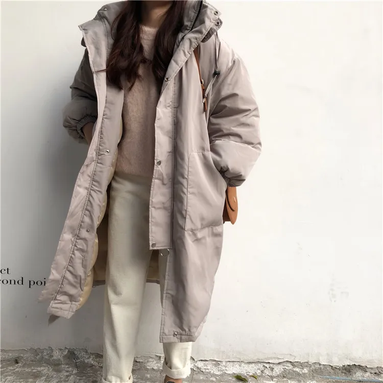 Photo Shoot Thick Couples Long Sleeve Hooded Mid-length Cotton-padded Clothes Cotton Coat