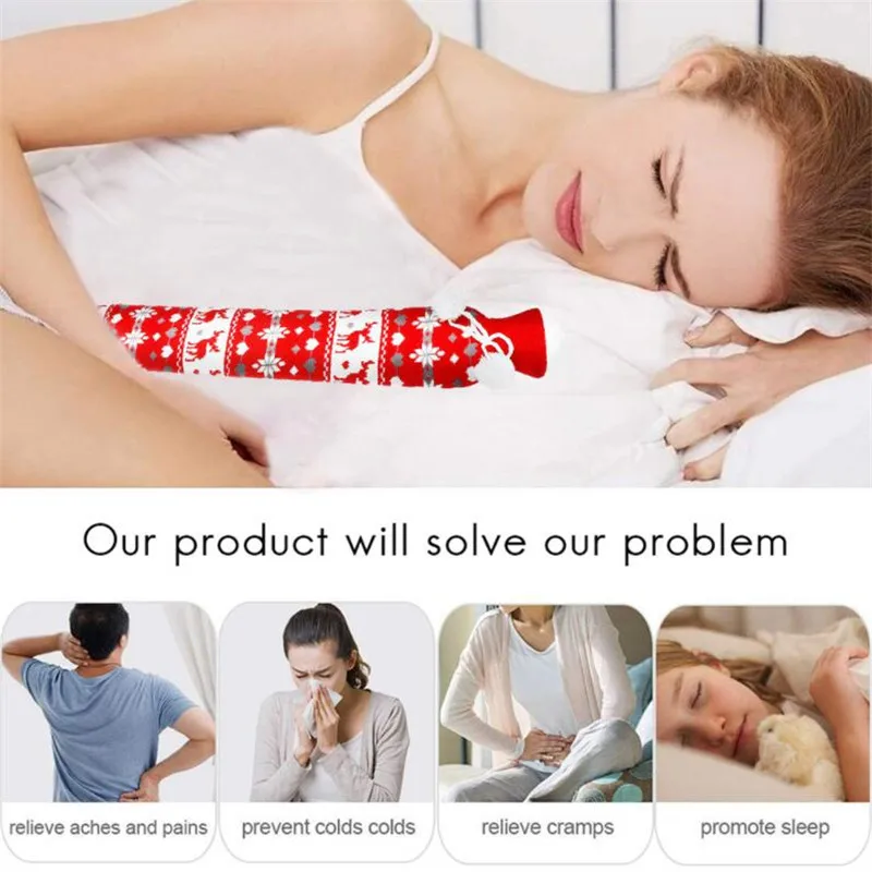 1000ml Knitted Long Hot Water Bottles Bandage Waist Women Winter Hand Warmer Heater Pain Relief Hand Feet Bed Hot Water Bag Gift