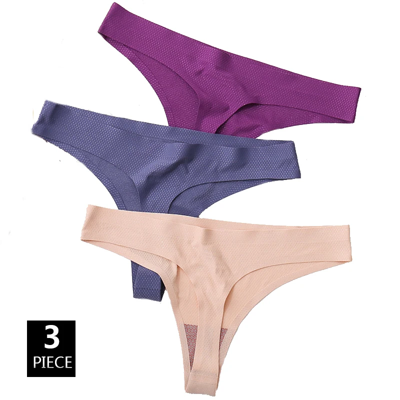 

Стринги женские сетчатые однотонные с заниженной талией, пикантные дышащие Бесшовные Мягкие трусики-стринги с Т-образной спинкой, Гладкие трусики, 3 шт.