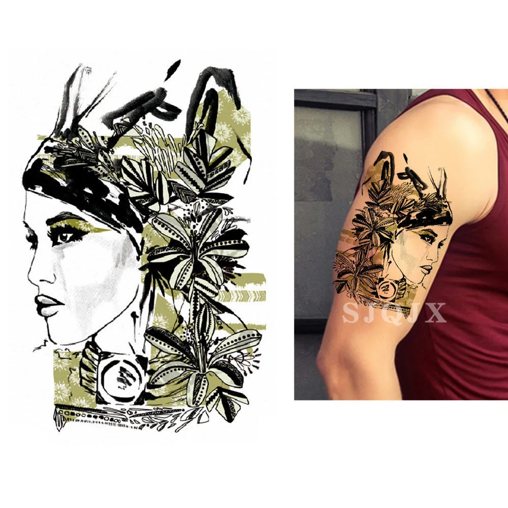Водонепроницаемый боди-арт поддельные татуировки Акварельные Цветы персонаж мультфильма животное временные татуировки наклейки для женщины руки бедра - Цвет: F