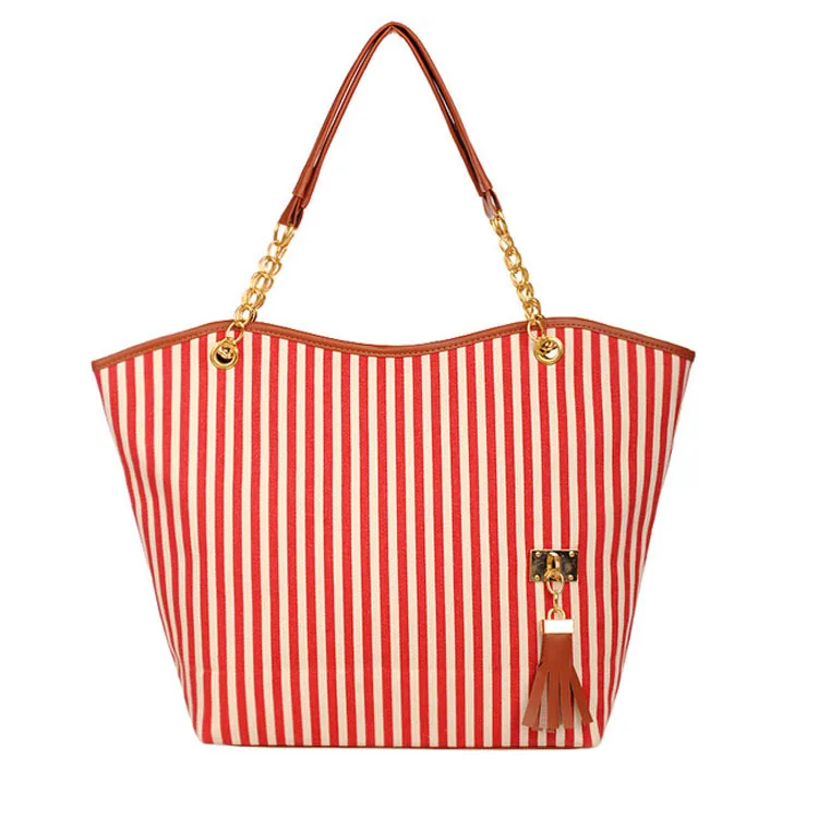 Международная торговля женская сумка Холщовая Сумка с кисточками в полоску Европейская и американская мода большая сумка для покупок через плечо B