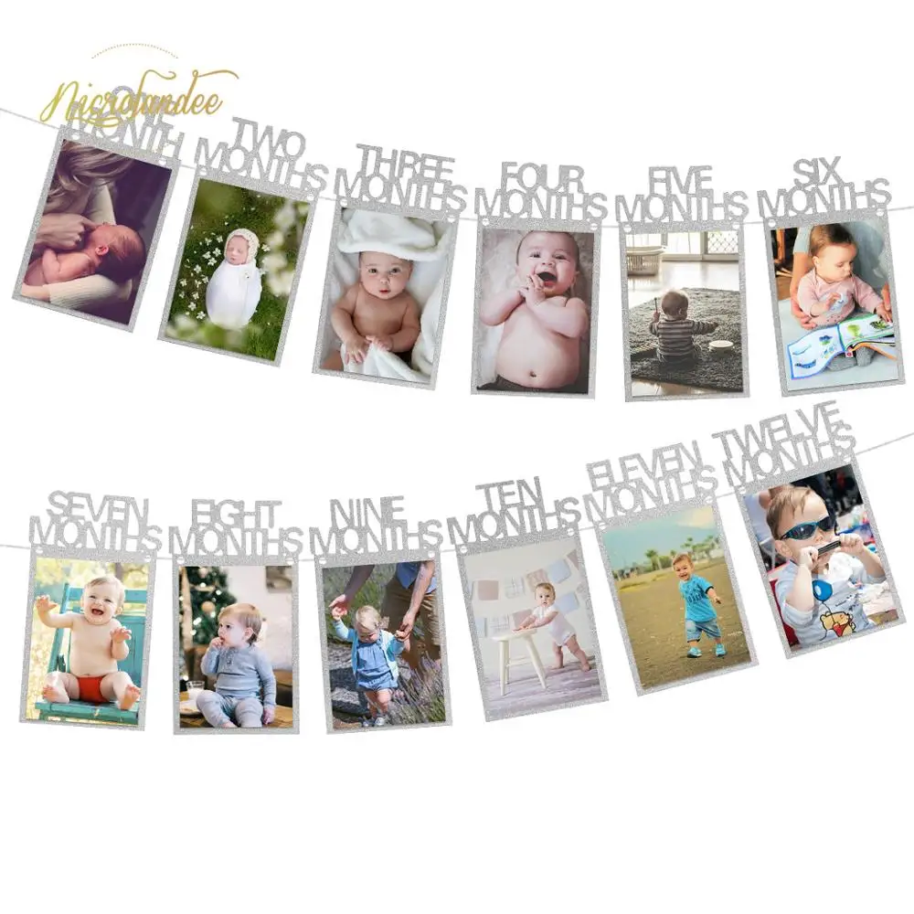 

NICROLANDEE Happy Birthday 1st Birthday Photo Banner Garland Party Decoration Kids Boy Girl Decor DIY New Party Home 56