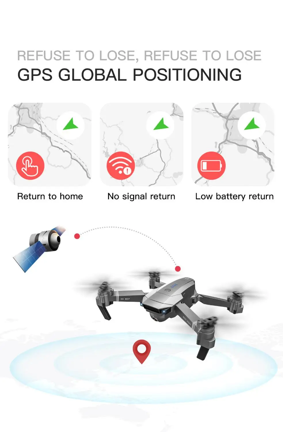 SG907 Профессиональный беспилотник 4K HD Двойная камера gps Смарт следить за широким углом анти-встряхивание 5G wifi FPV RC Квадрокоптер складной 50X зум 18 минут время полета 500 метров длинное расстояние дистанционно