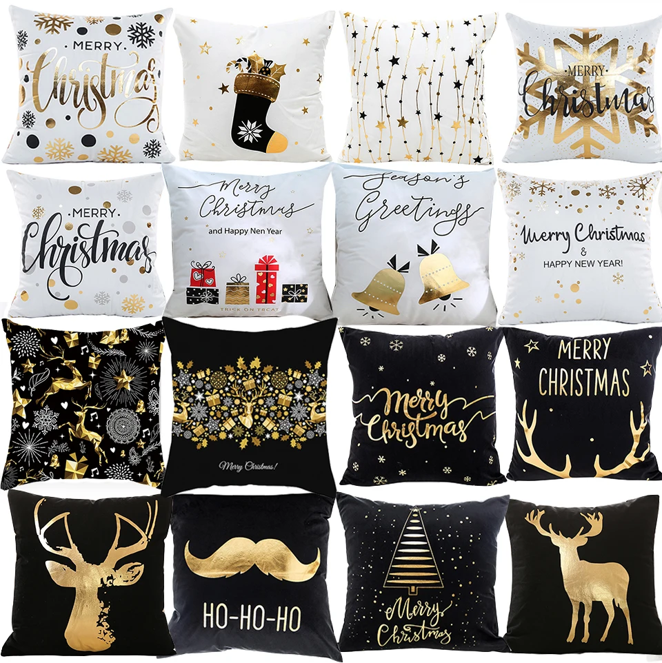 

Tronzo Christmas Decoration For Home 45X45cm Linen Cushion Christmas Pillow Cover Elk Snowman Tree Happy New Year 2020 Xmas Gift