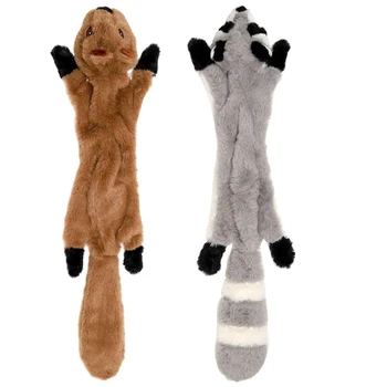 

Stuffing Free Dog Chew Toys Set with Squirrel and Raccoon Squeaky Plush Dog Toy for Medium and Large Dogs-45cm (2 PCS)