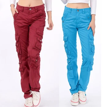 

Winter 2019 Women Straight Military Cargo Pants Ladies streetwear trousers Multi-pocket Tactical Pants Hip-hop jogger pants