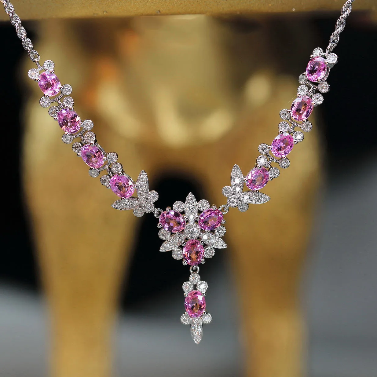 Роскошное ожерелье RUZZALLATI с ромбиками из розового лабораторного алмаза ювелирные