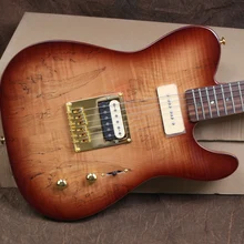 Acepro электрогитара, 2 шт. красное дерево и Spalted клен Топ, коричневый цвет взрыва, Абалон Точки инкрустация, золото Аппаратные средства