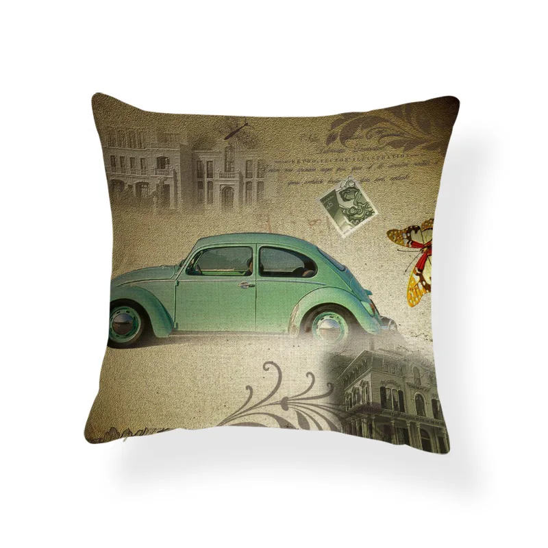 Классическая Автомобильная наволочка для подушки, Автомобильный ключ Volkswagen Beetle, декоративная наволочка для дивана, спальни, полиэфирная льняная подушка для отдыха