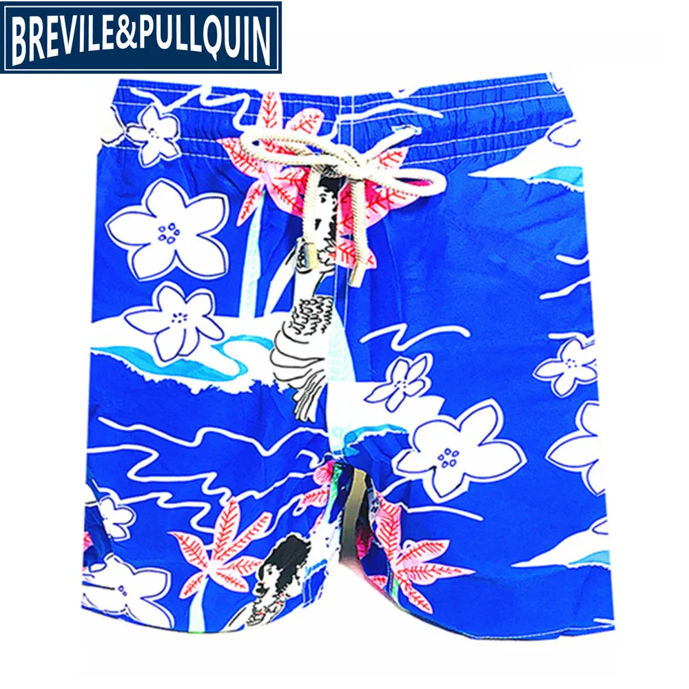 Бренд Brevile pullquin пляжные обшитые мужские шорты Черепашки купальники фламинго и ананасы Пингвин мужские бордшорты быстросохнущие - Цвет: I