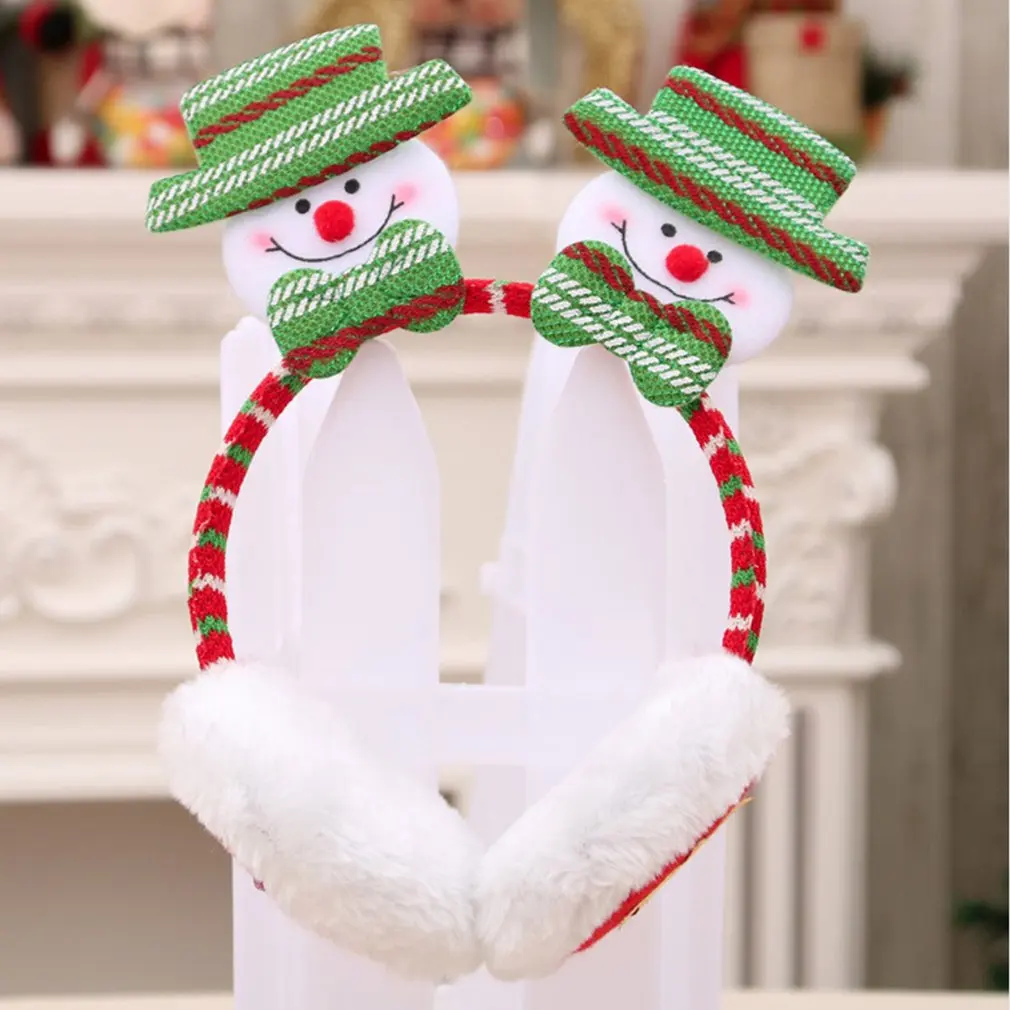 

Christmas Headband Adult Children Santa Snowman Earmuffs Bear Deer Headbands Xmas Party Winter Warm Earmuffs Gift For New Year