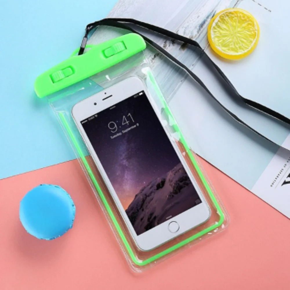 green Фосфоресцирующий водонепроницаемый чехол для iPhone для samsung для huawei для Xiaomi для OPPO для VIVO для Oneplus чехол для телефона размер 20*11,1 см - Цвет: green