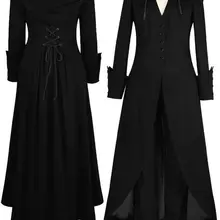 Желаний стиль средневековый ретро Женская мода сплошной цвет ласточкин хвост большой подол пальто Bc7979