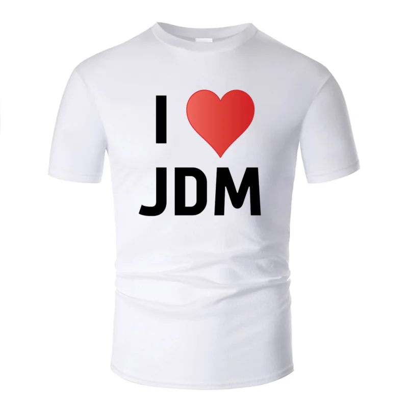 Креативная футболка с надписью «i love jdm» для мужчин,, одежда, трендовая Мужская футболка, короткий рукав, против морщин, топы - Цвет: Men-White