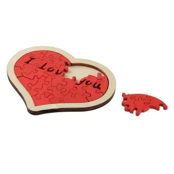 

Wooden Heart Shape Jigsaw Puzzles Safety Smooth Cartoon Building Puzzle Toy For Children Kids Educational Toys